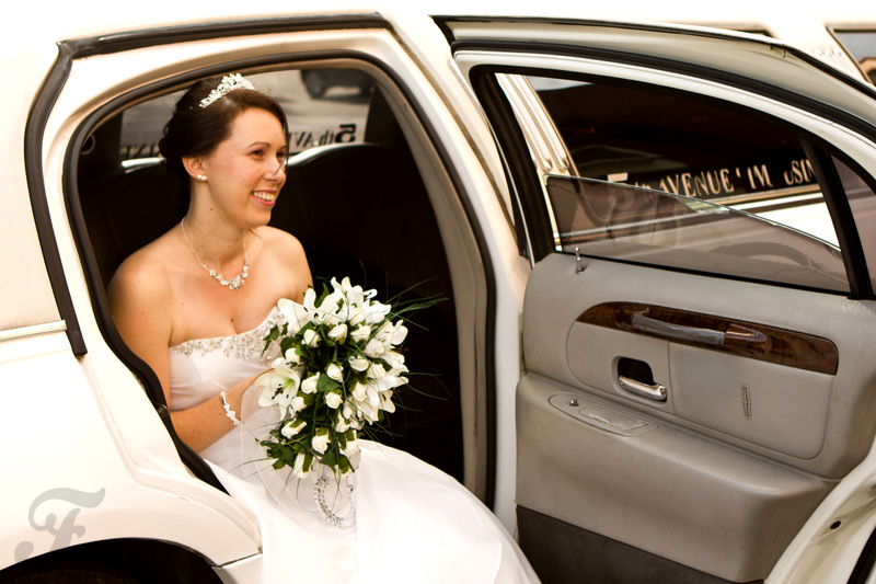 bride and car